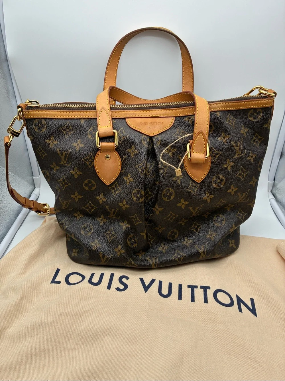 Louis Vuitton Monogram Palermo PM Canvas Shoulder Bag with COA and LV dust bag.